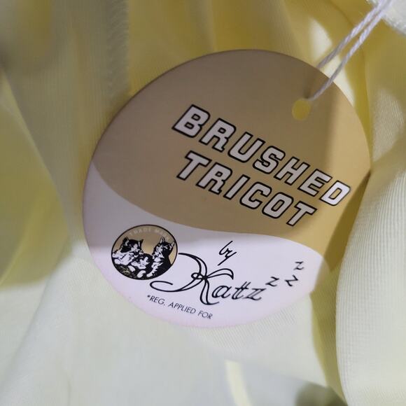 Vintage Katz Pajamas Yellow Pastel Flannel Tricot 60s New Set Embroidery Medium - Picture 10 of 16